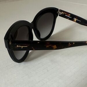 Ferragamo Black Sunglasses with Tortoise Sides
